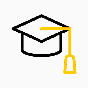 Illustration of a graduation cap with a yellow tassel.